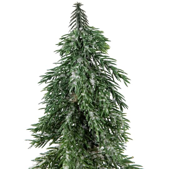 14" Unlit Frosted Icy Pine Christmas Tree in Jute Base